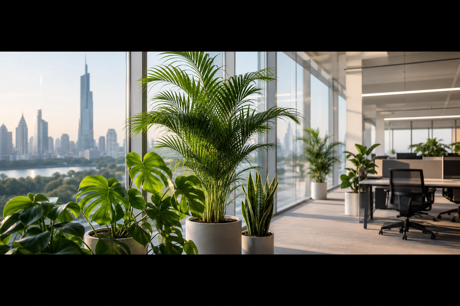 植百汇南京办公室绿植租摆与商业空间绿植设计场景示意